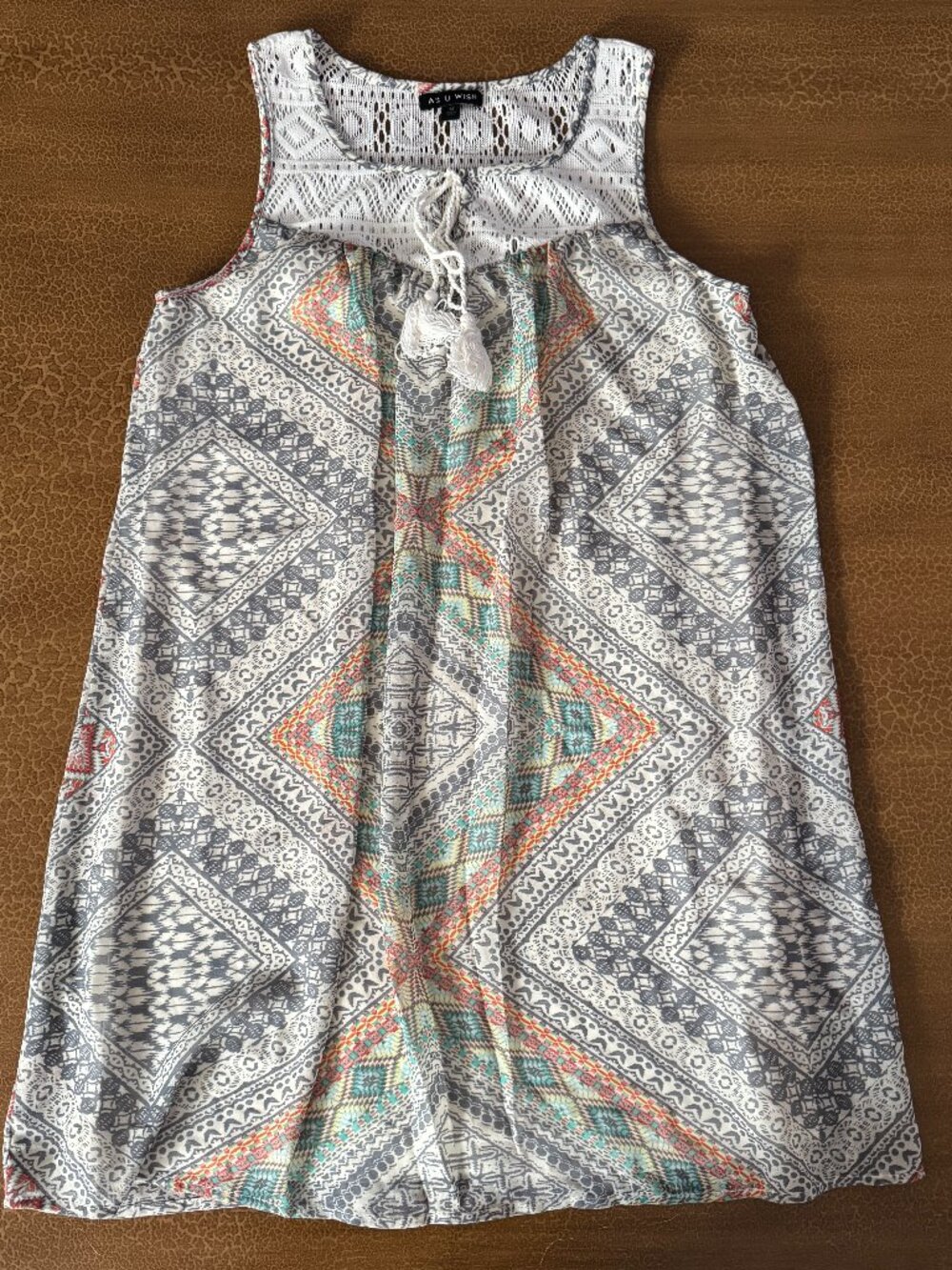 Cute Summer Flowy Sleveless Dress - As U Wish Size Medium